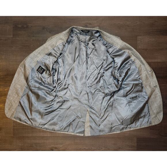 JOS A BANK Mens Sport Coat Blazer 43R Gray Silk Camelhair Hondstooth Check - Picture 5 of 16